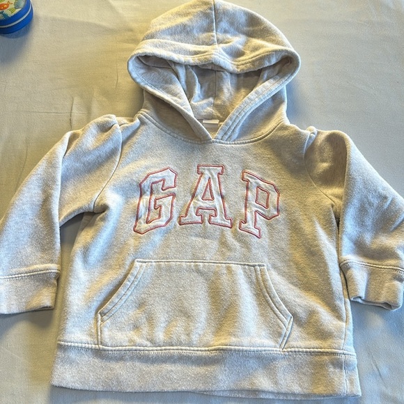 GAP Kids - Light Gray Hoodie with Pink Logo - Picture 1 of 3